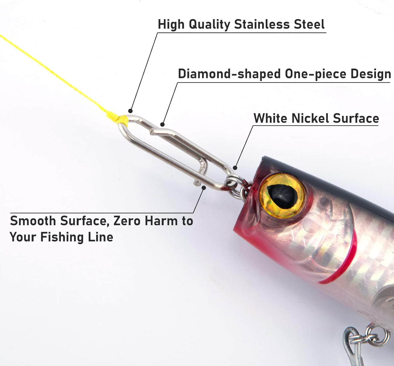 Alwonder 50-Pack Fishing Power Speed Clips, High Strength Stainless Steel Speed Clip for Fishing Lure Quick Change, Freshwater Saltwater Crankbait Popper Lures Quick Snap Connector Tackle - Image 3