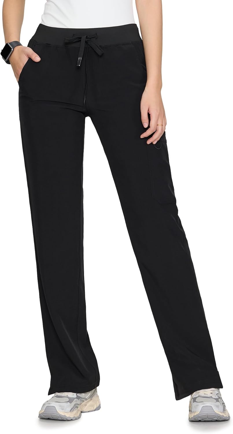floralhue Women's Scrub Pants - Breathable & Soft Straight-Leg Pull-on Cargo Pant,Drawstring Bottoms with 3 Pockets