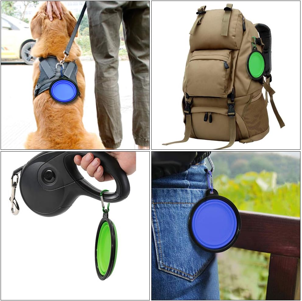 Dog Bowl Pet Collapsible Bowls, 2 Pack for Cats Dogs, Portable Pet Feeding Watering Dish for Walking Parking Traveling with 2 Carabiners (Small, Blue+Green) - Image 7