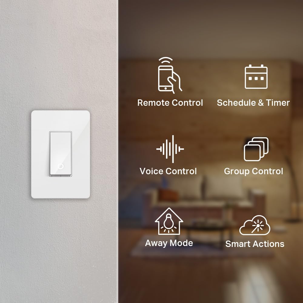 Kasa Smart Light Switch HS200P3, Single Pole, Needs Neutral Wire, 2.4GHz Wi-Fi Light Switch Compatible with Alexa and Google Home, UL Certified, No Hub Required, 3 Count -Pack of 1 , White - Image 2