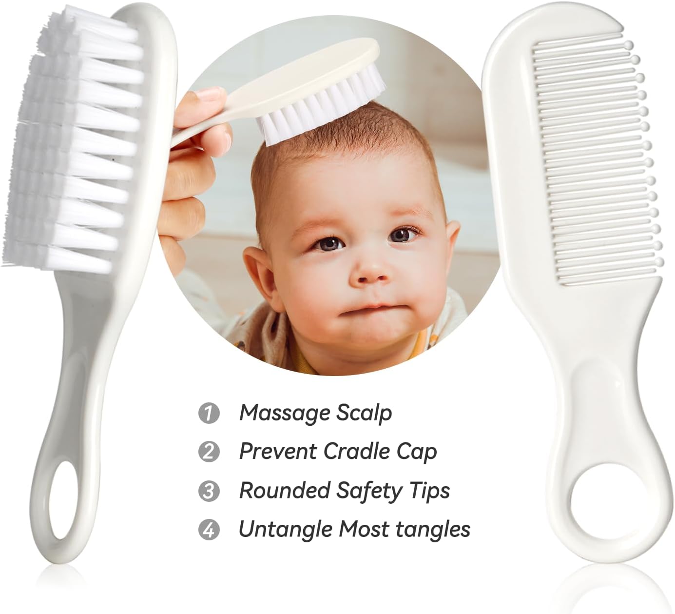 Baby Grooming Kit, Infant Safety Care Set with Hair Brush Comb Nail Clipper Nasal Aspirator,Baby Essentials Kit for Newborn Girls Boys (Grey White) - Image 2