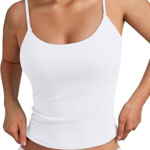 Trendy Queen Double Lined Adjustable Spaghetti Strap Tank Top for Women Cute Summer Basic Crop Top for Teen Workout Going Out