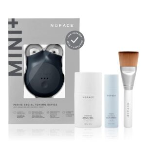 NuFACE MINI+ Microcurrent Facial Device Kit – FDA Cleared Face Sculpting & Skin Tightening Device to Contour, Lift & Tone + Microcurrent Gel Activator & Silk Creme – Midnight Black
