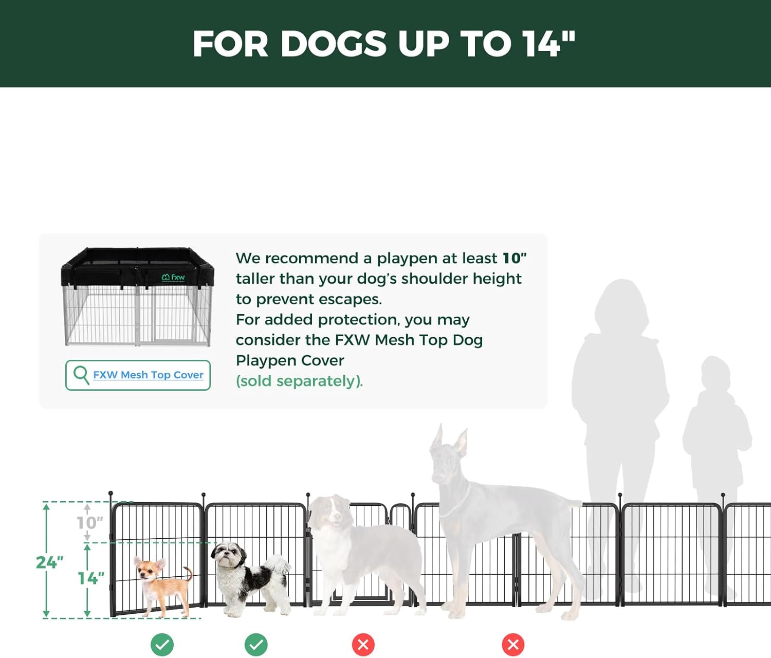 FXW Rollick Unleashed Dog Playpen for Indoor, Yard, RV Camping, 24 inch 8 Panels for Small and Puppy Dogs, Black│Patented - Image 7