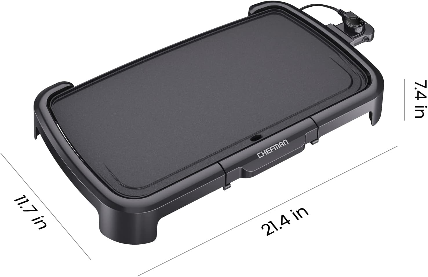 Chefman XL Electric Griddle with Removable Temperature Control, Immersible Flat Top Grill, Burger, Eggs, Pancake Griddle, Nonstick Extra Large Cooking Surface, Slide Out Drip Tray, 10 x 20 Inch - Image 7