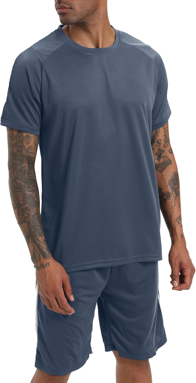 RPOVIG Shirts Shorts Workout Set:Men's 3 Pack Clothes Short set outfits Gym Active Athletic Basketball - Image 3