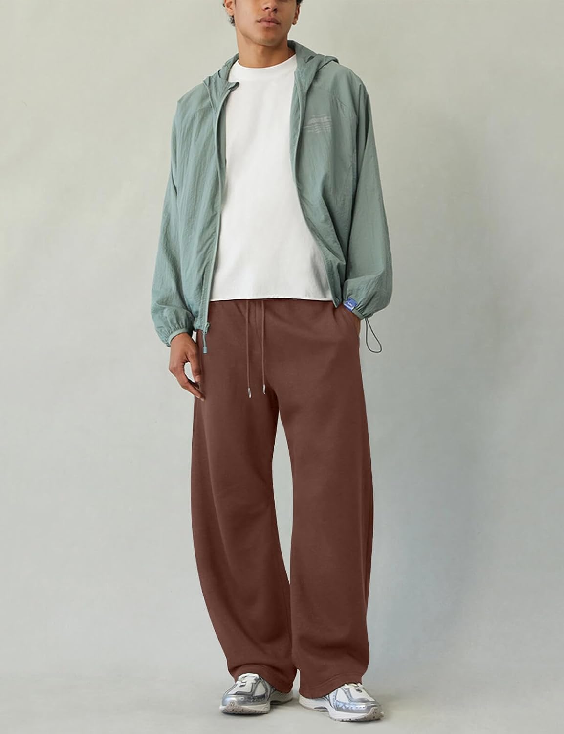 HeSaYep Men's Fleece Baggy Sweatpants Wide Leg Barrel Sweat Pants Lounge Athletic Gym Pants with Pockets - Image 5