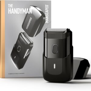MANSCAPED® The Handyman™ Compact Face Shaver – Portable Men’s Travel Facial Hair Groomer, USB-C Rechargeable Razor, Electric Foil Face Shaver, Waterproof, Cordless, Dual-Action SkinSafe® Foil Blades