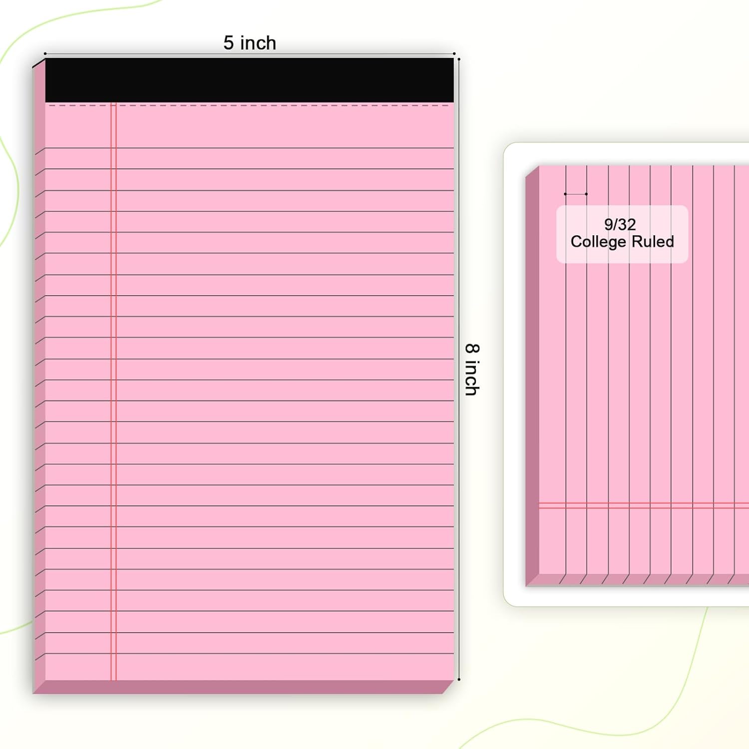 5pcs Small Note Pads 5x8 Notebook College Ruled Legal Pads Color Notepads 5 Pack Study Back Writing Pads 5 x 8 Perforated Narrow Ruled Pads of Paper for School & Office Supplies 30 Sheets/Pack - Image 2