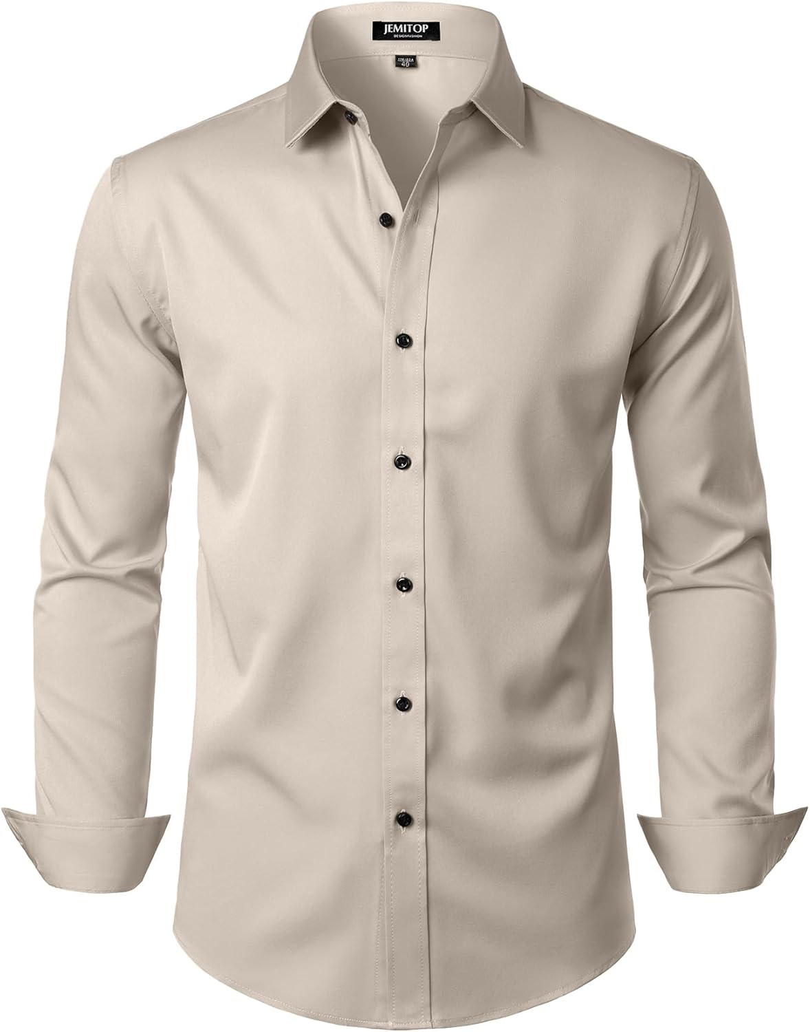 JEMITOP Men's Stretch Wrinkle Free Dress Shirt Formal Prom Wedding Long Sleeve Button Down Shirts