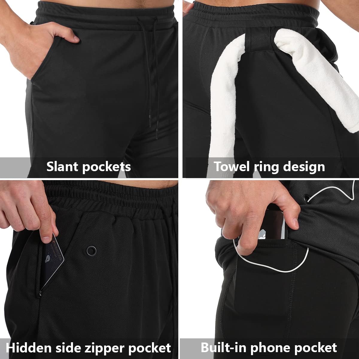JWJ Men's 2 in 1 Workout Running Shorts 7 Inch Lightweight Athletic Gym Shorts with Compression Liner - Image 4
