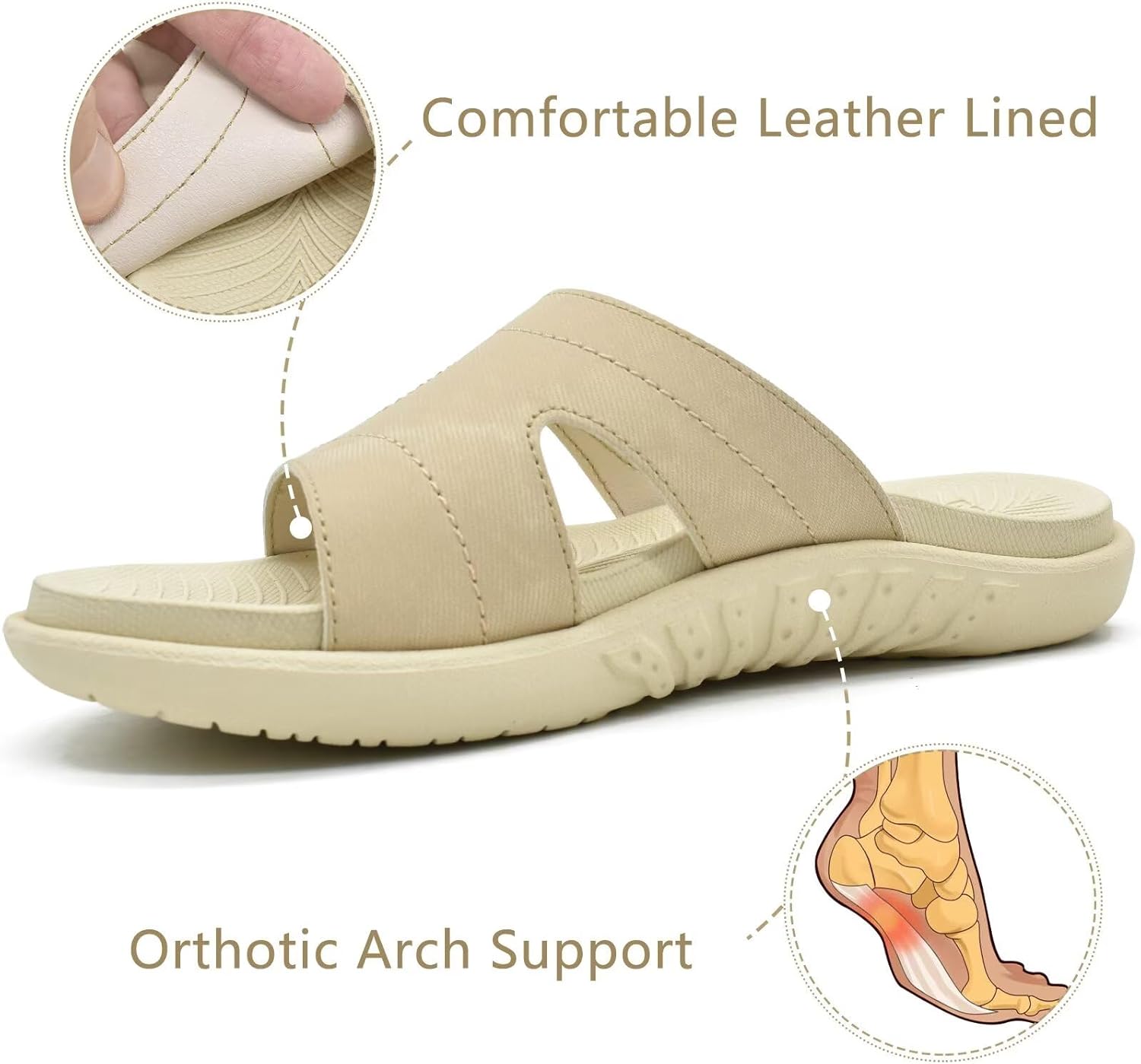 KuaiLu Womens Fashion Orthotic Slides Ladies Lightweight Athletic Yoga Mat Sandals Slip On Thick Cushion Slippers Sandals With Comfortable Plantar Fasciitis Arch Support - Image 4