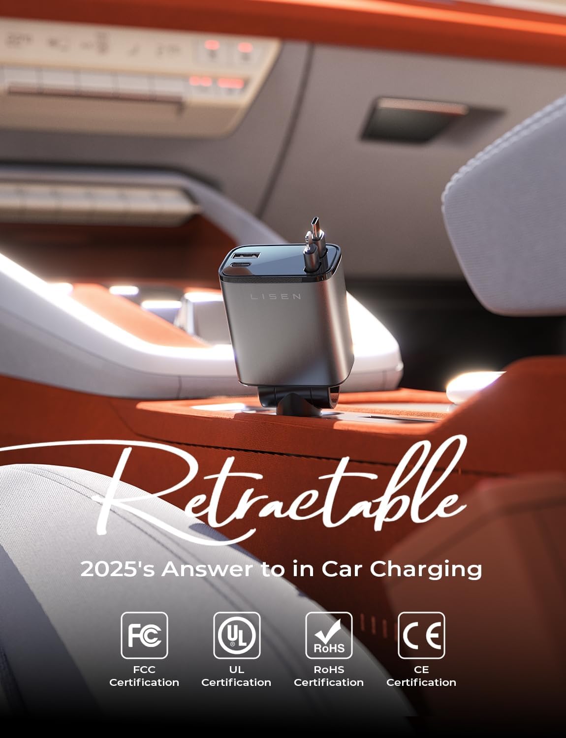 LISEN Retractable Car Charger, Gifts for Mothers Day 2026, 84W Car Charger USB C Fast Charge, Gifts for Mom Dad Him Her, Travel Essentials Car Accessories for Men Women Gifts for iPhone 17 16 15 14 13 - Image 2