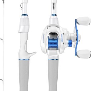 KastKing Centron Lite Fishing Rod and Reel Combo, IM6 Graphite 2Pc Blanks, Stainless Steel Guides with Ceramic Rings, Contoured EVA Handles & Fighting Butt, Split or Full Rear Handle Design, 13 Models