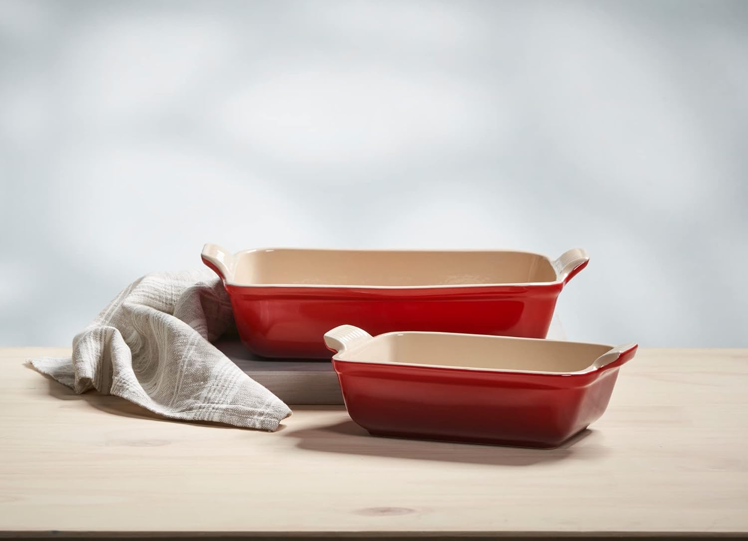Le Creuset Stoneware Heritage Set 3 Rectangular Dishes, Cerise - Image 5