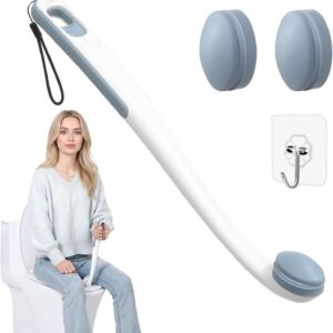 Toilet Aids for Wiping Bottom, 16.5″ Long Reach Comfort Wipe – Butt Wiper Tool with Replaceable Head & Wrist Strap – Bottom Buddy Wiping Aid for Elderly, Disabled, Overweight, Post-Surgery