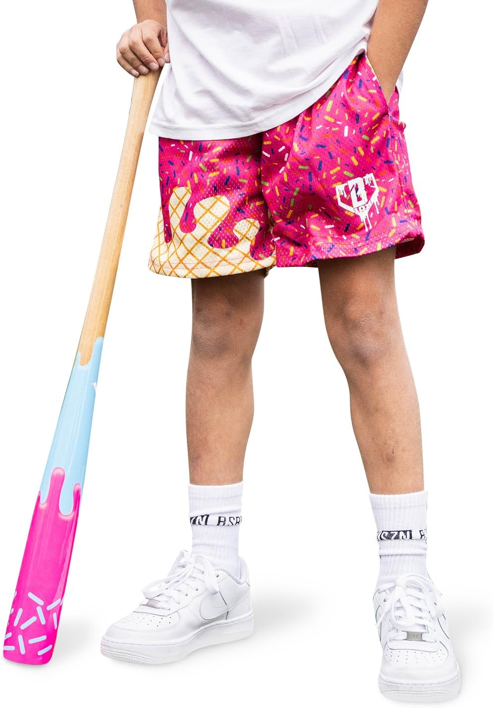 Baseball Lifestyle 101 Boy's Mesh Shorts w/Side Pockets Elastic Waist, 5 in Inseam