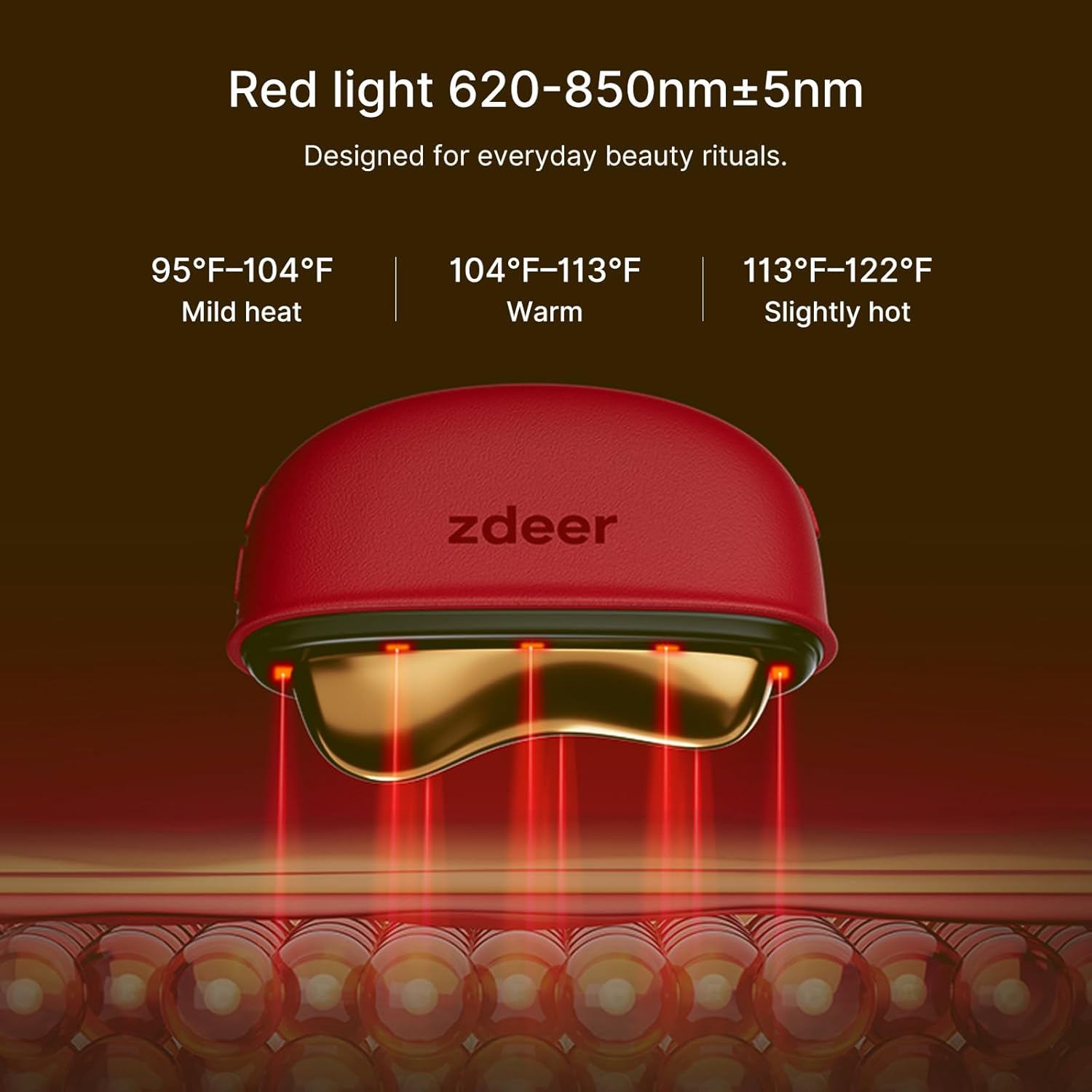 ZDEER LED Red Light Therapy for Face & Neck Massager Facial Care Device – Electric Gua Sha Brass Tool with Heat & Vibration for Firming, Sculpting & Skincare, Red - Image 4