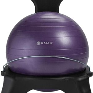Gaiam Classic Balance Ball Chair – Ergonomic Stability Chair for Desk & Office | Yoga Ball Seat with Base, Air Pump, & Exercise Guide | Improves Posture & Core Strength (300 lb Capacity)