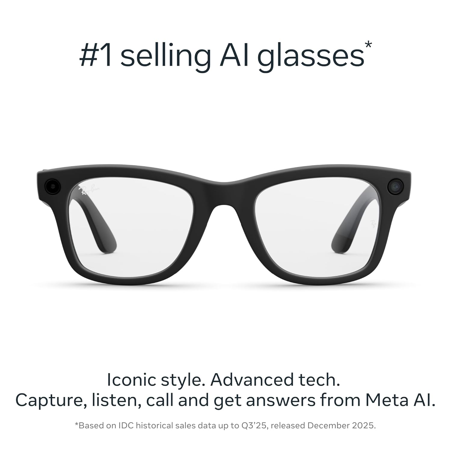 Ray-Ban Meta (Gen 2), Wayfarer, Matte Black | Smart AI Glasses for Men, Women — 2X Battery Life — 3K HD Resolution — 12 MP Ultra-Wide Camera, Audio, Video — Clear Lenses — Wearable Technology - Image 2