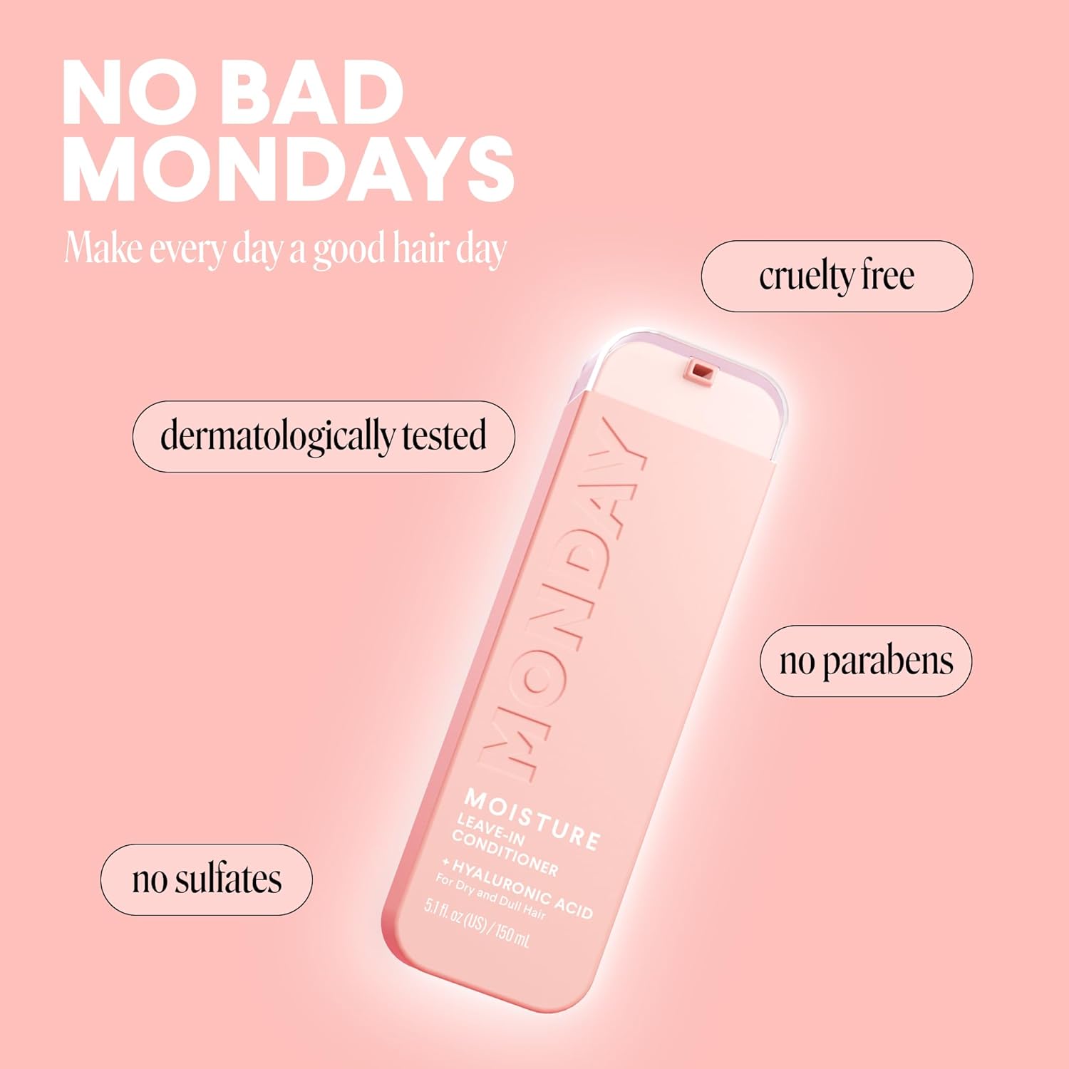 MONDAY HAIRCARE MOISTURE Leave in Conditioner with Hyaluronic Acid, Jojoba & Almond Oil, Shea Butter& Wheat Protein for Dry & Dull Hair 150mL - Image 5