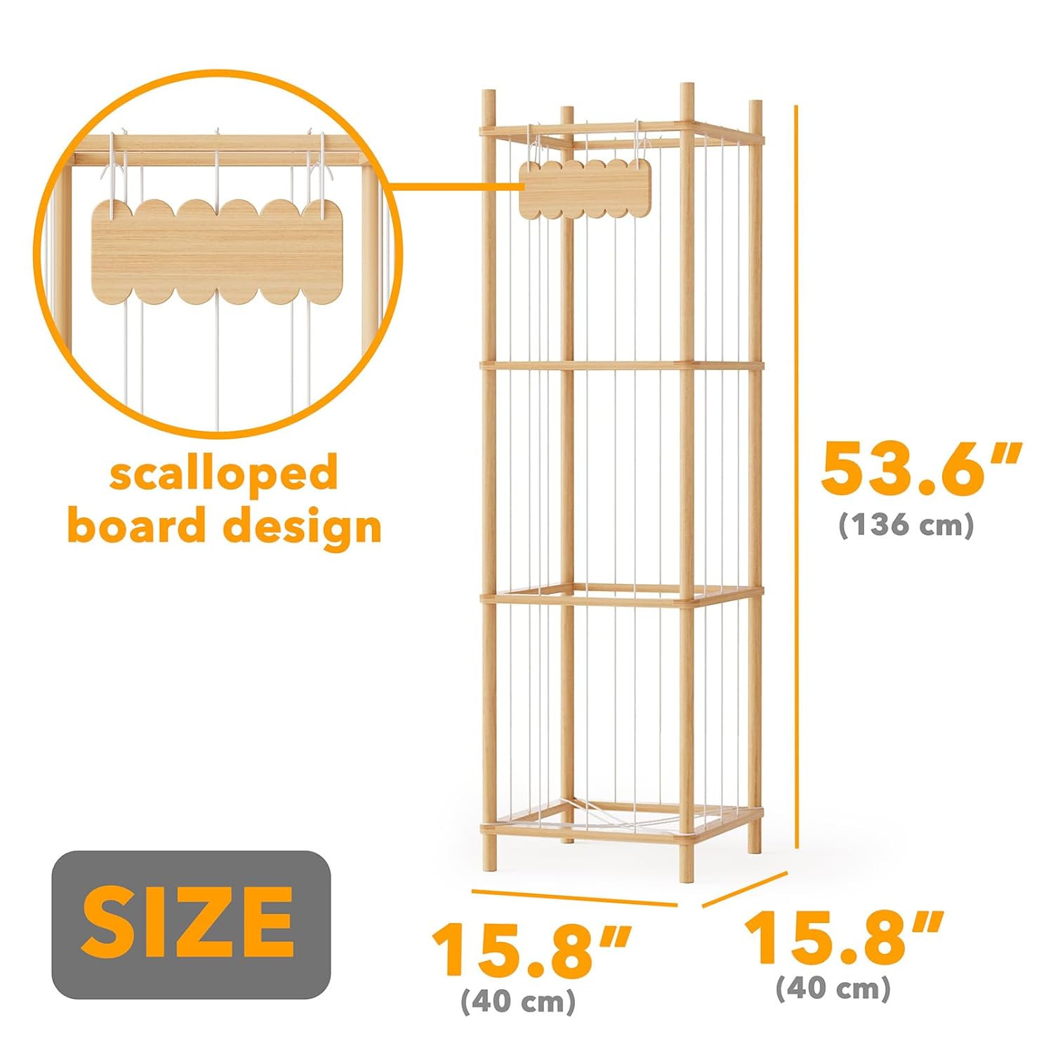 SpaceAid Stuffed Animal Storage Organizer, Wood Animals Zoo Toy Plushies Storage Holder, Large Capacity Plush Toy Cage for Playroom Organization, 15.8" Wide, Natural - Image 4