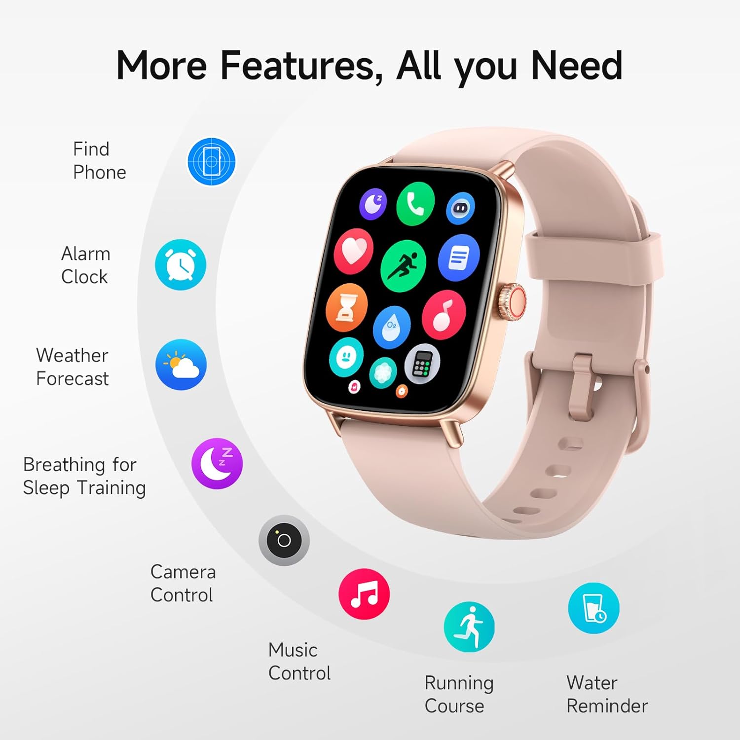 Smart Watch for Women, 1.85" HD Smartwatch Compatible iPhone/Samsung/Android (Answer/Make Calls), 100+ Sport Modes Fitness Tracker with Heart Rate/Sleep/SpO2 Monitor, IP68 Waterproof, with 2 Bands - Image 8