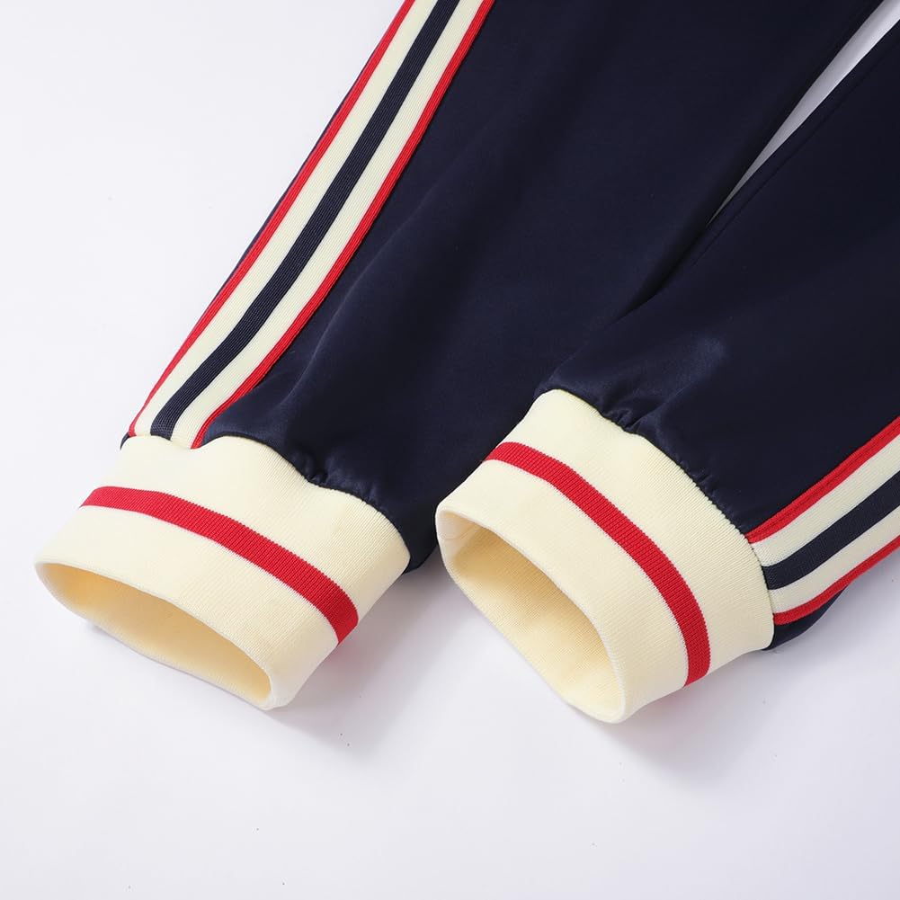 Men Tracksuits 2 Piece Outfits Long Sleeve Full Zip Sports Set Stand Up Collar Jackets and Pants Running Sweatsuit - Image 6