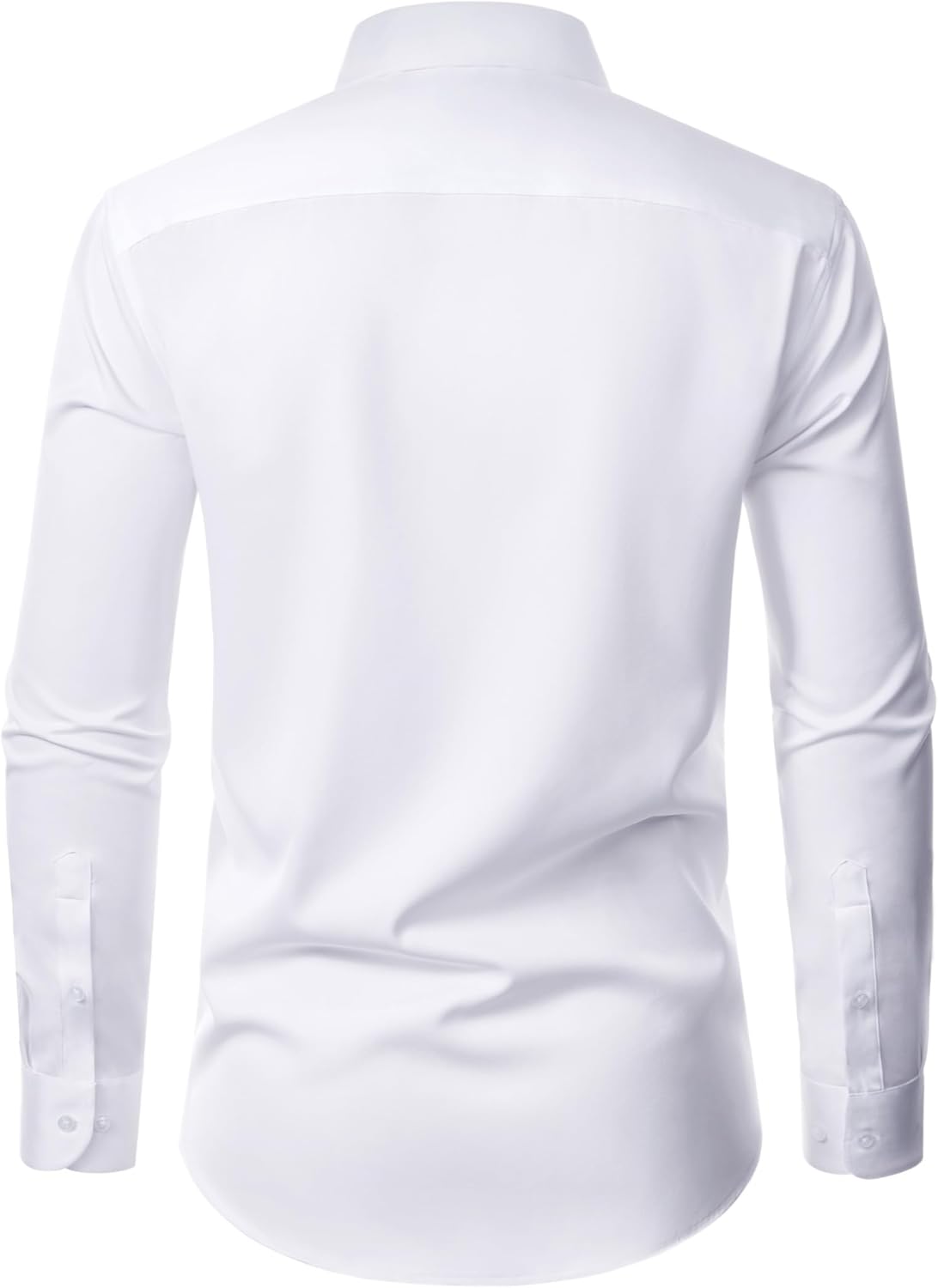 DEMEANOR Mens Dress Shirt Long Sleeve Stretch Wrinkle Free Wedding Formal Business Button Down Shirt - Image 3