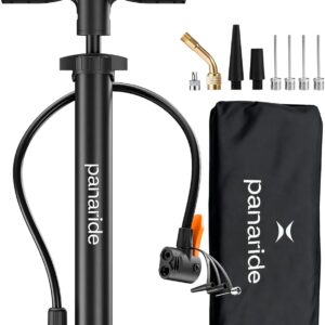 Bike Pump Floor, Advanced Bike Tire Inflator, Bicycle Hand Air Pump with Dual Presta and Schrader Valves, Handheld Pump, Suitable for Road and Mountain Bikes, Baby Stroller, Balls
