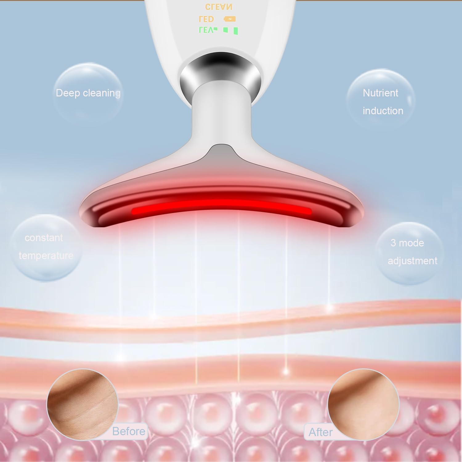 Face and Neck Massager Tools, Portable Facial Beauty Device,Facial Massager with 7 Color LED Lights for Skin Care - Image 4