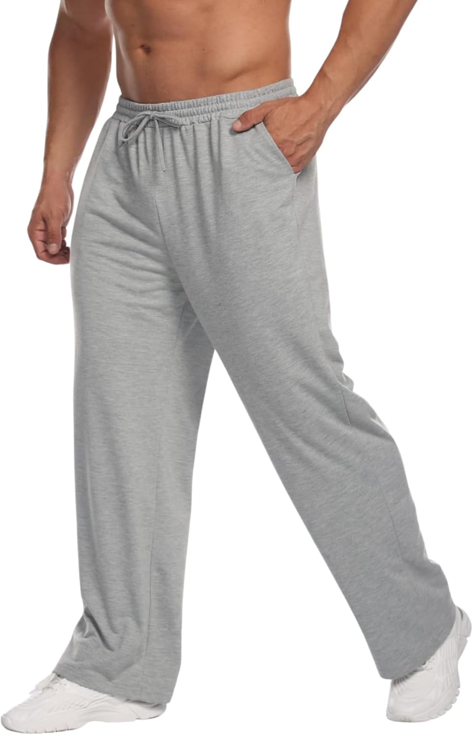 Deyeek Men's Lightweight Sweatpants Open Bottom Sweat Pants for Men Straight Leg Gym Sweatpants Lounge Pants with Pockets
