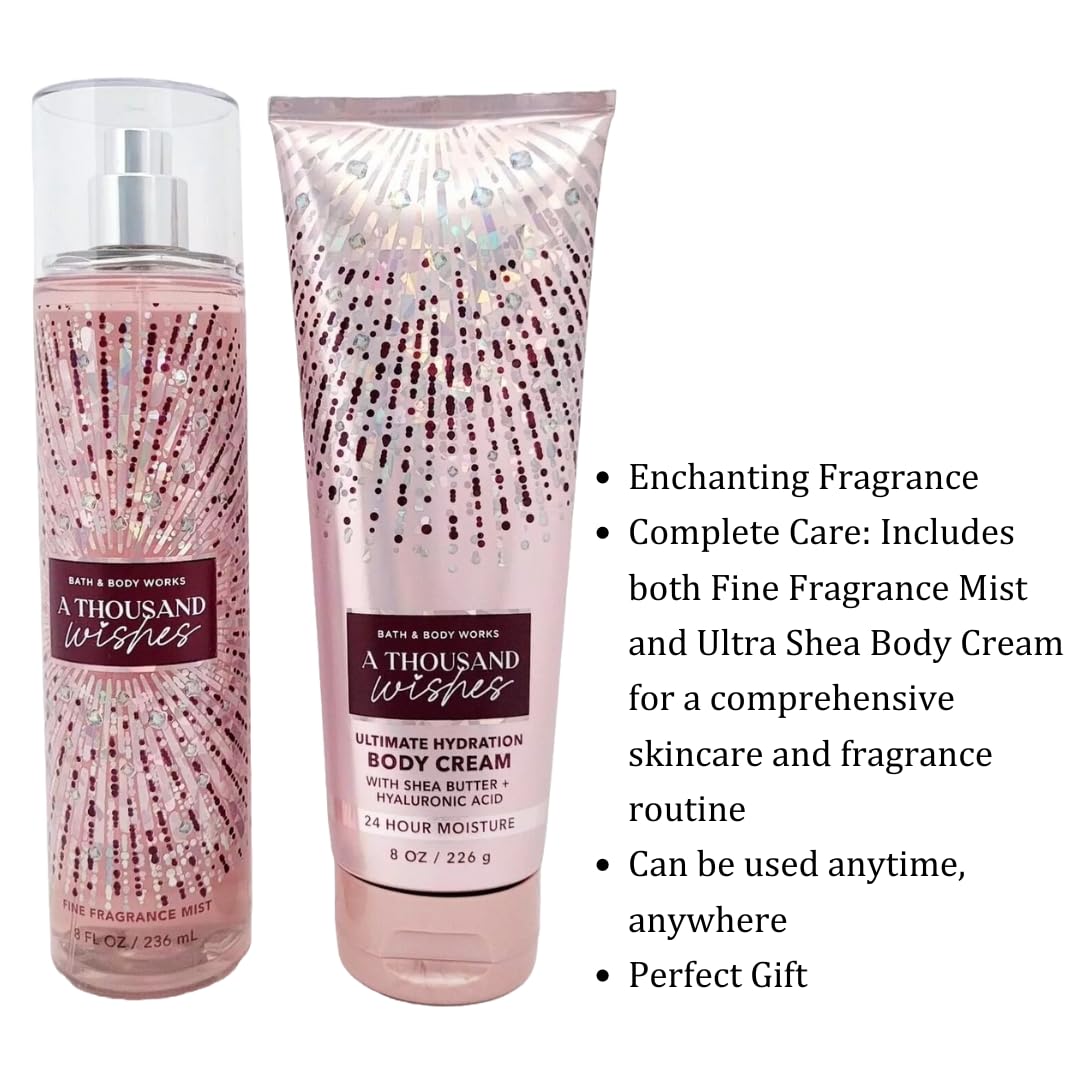 Bath & Body Works - Signature Collection - A Thousand Wishes- Gift Set- Fine Fragrance Mist & Ultra Shea Body Cream by Bath & Body Works - Image 3