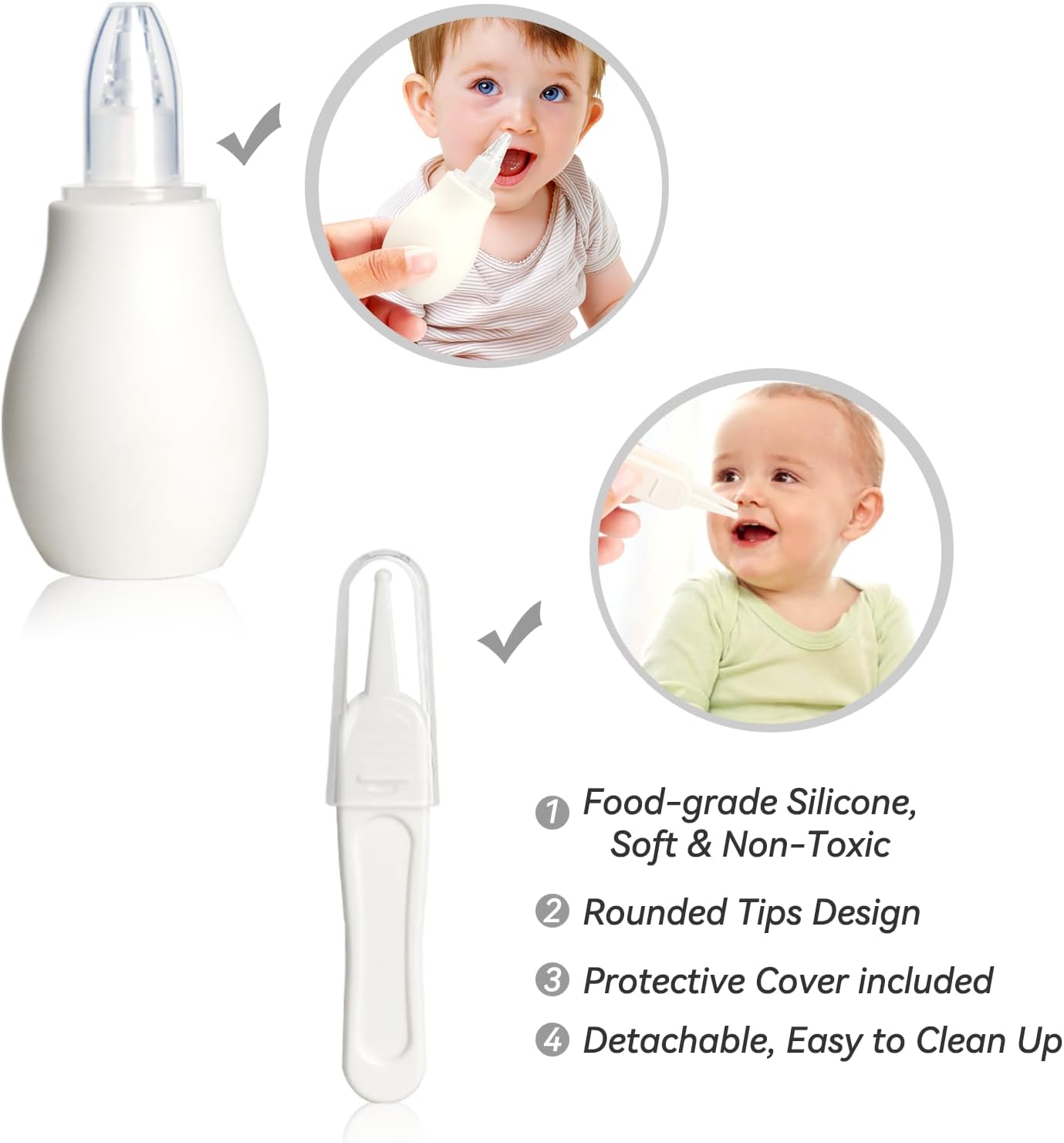 Baby Grooming Kit, Infant Safety Care Set with Hair Brush Comb Nail Clipper Nasal Aspirator,Baby Essentials Kit for Newborn Girls Boys (Grey White) - Image 3