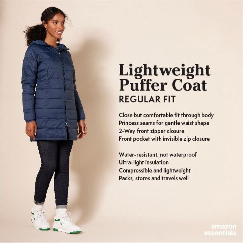 Amazon Essentials womens Lightweight Water-Resistant Packable Hooded Puffer Coat (Available in Plus Size) - Image 2