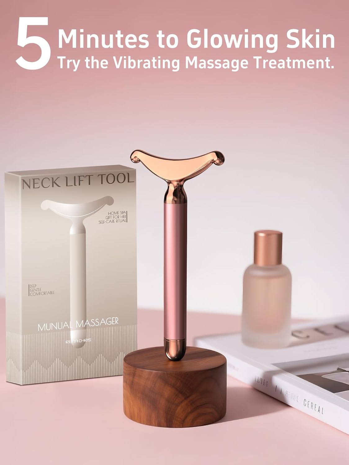 Facial Massager & Neck Lifter, Lymphatic Drainage Depuffer, Jawline Sculpting Tool, Under-Eye Care, Ergonomic Weighted Metal, at-Home Spa Results - Image 5