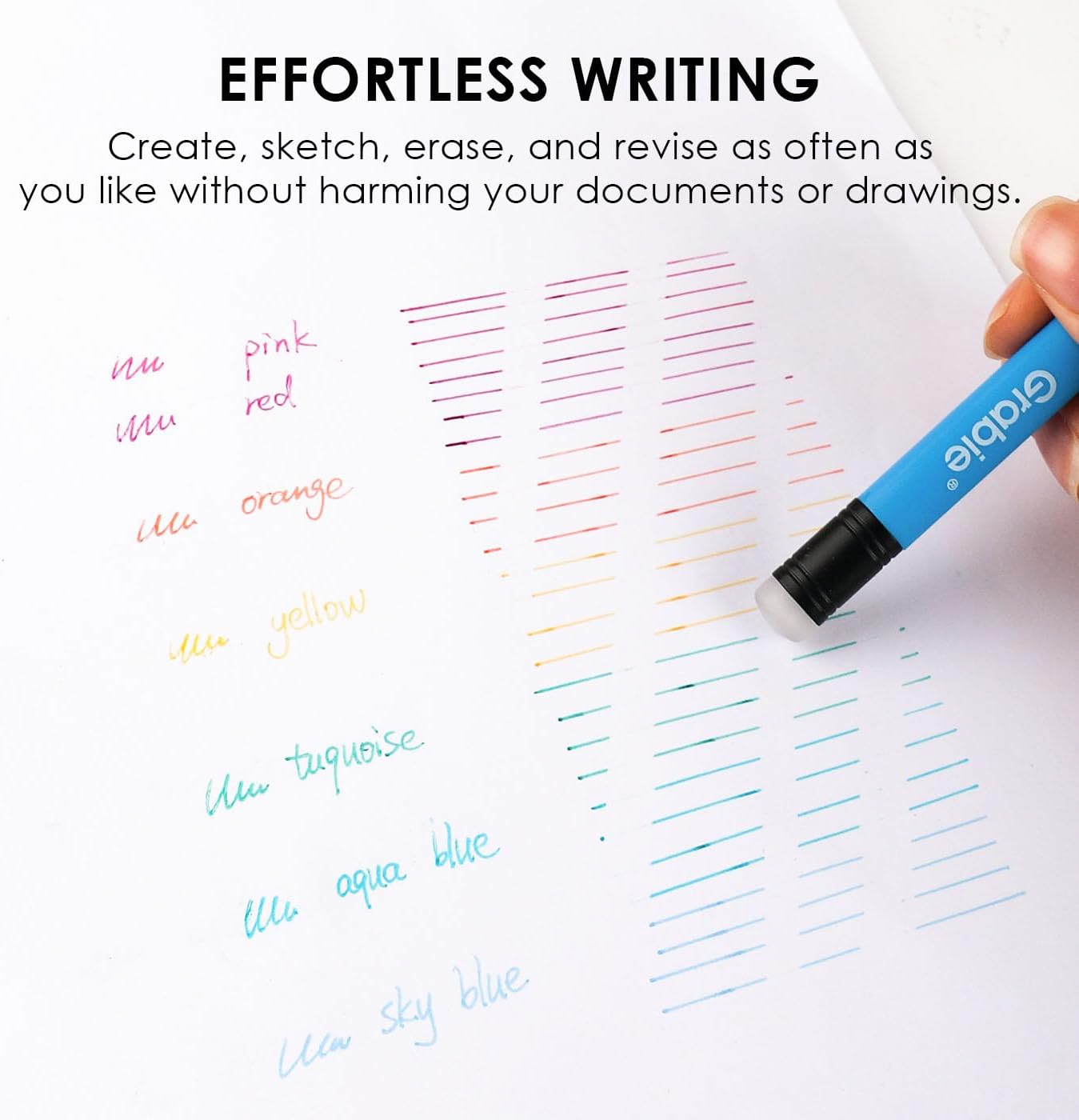 Grabie Erasable Gel Pens, Medium Point 0.7 mm Erasable Pens, Make Mistakes Disappear for Drawing Writing Planner, Pack of 36 Assorted Colors - Image 3