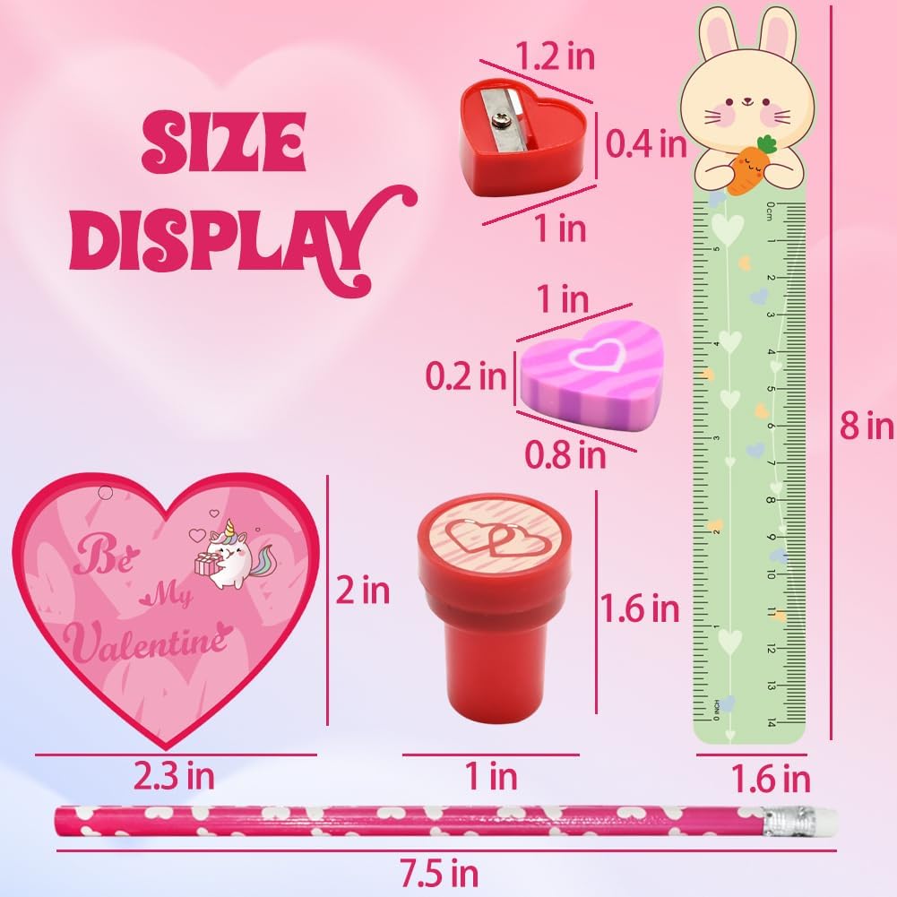 UMEELR 28 Pack Stationery Gift Set, Include Pencil Eraser Sharpener Ruler Stamper Foam Sticker Greeting Card for Kids School Classroom Prize - Image 3