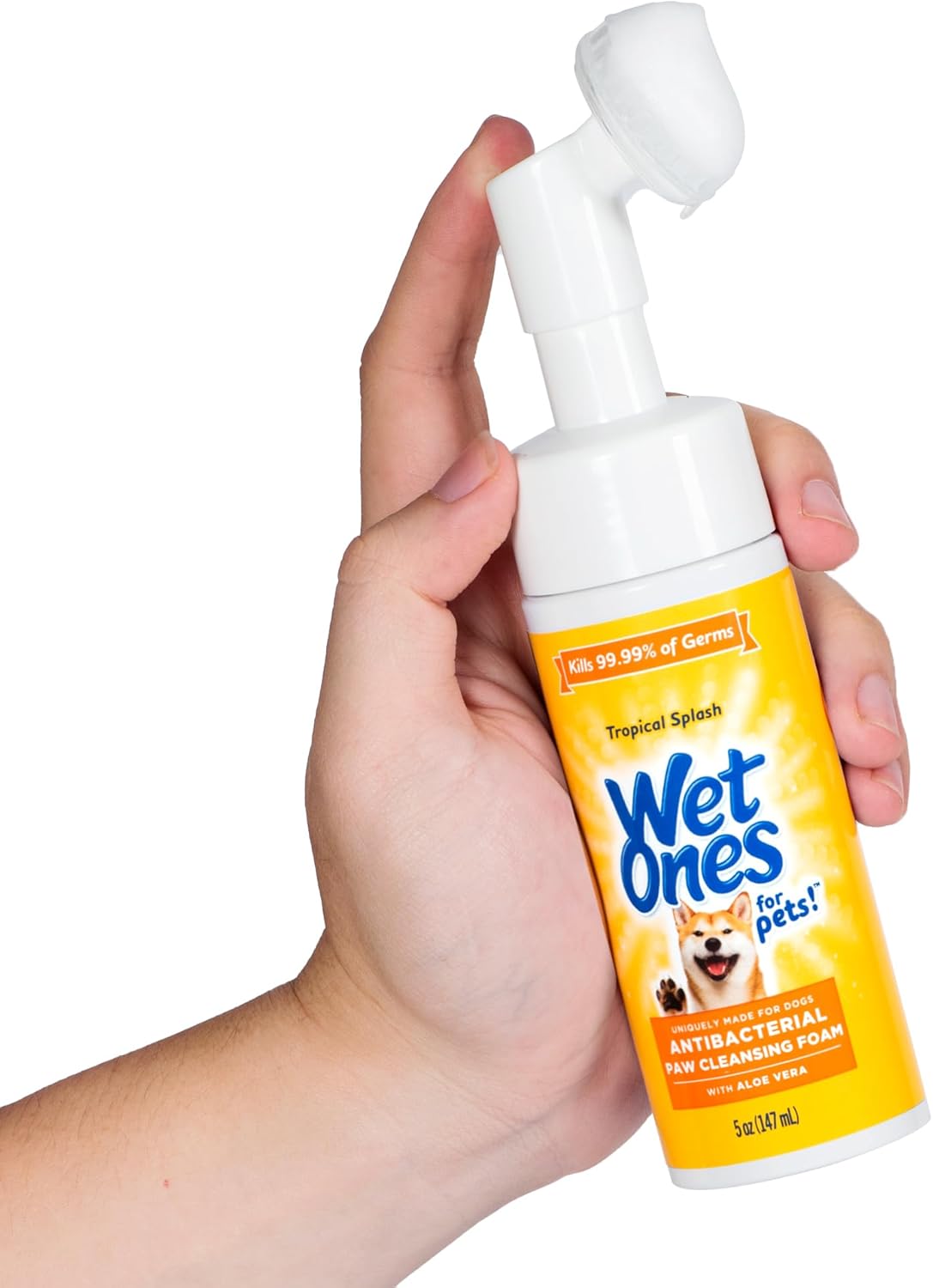 Wet Ones for Pets Antibacterial Dog Paw Cleaner with Built-in Scrubber Brush, Tropical Splash Scent - Foaming Cleanser for Dog Paws - Paw Washer & Grooming Care, 5 Ounce - Image 5