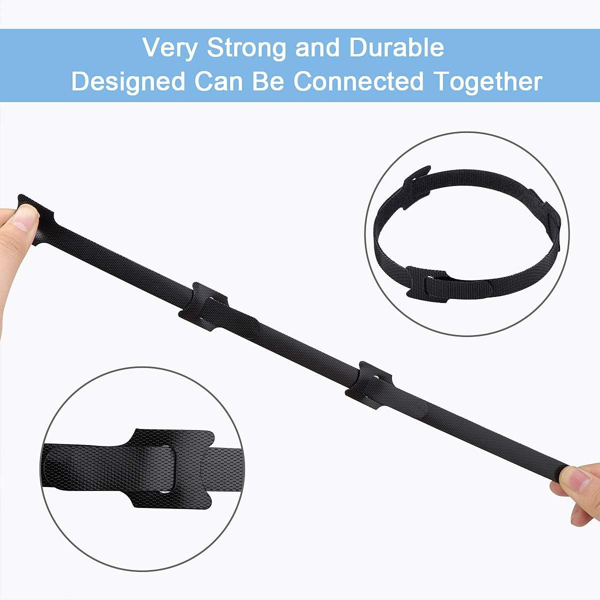 Nettbe 60 PCS 6 Inches Reusable Cable Ties, Adjustable Cord Straps Wire Organizer Cord Wrap and Hook Loop Cable Management - Image 6