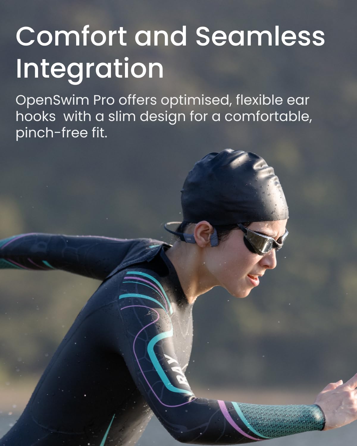 SHOKZ OpenSwim Pro - Open-Ear Bluetooth & MP3 Bone Conduction Sport Headphones, Swimming Headphones, IP68 Waterproof, Grey - Image 5