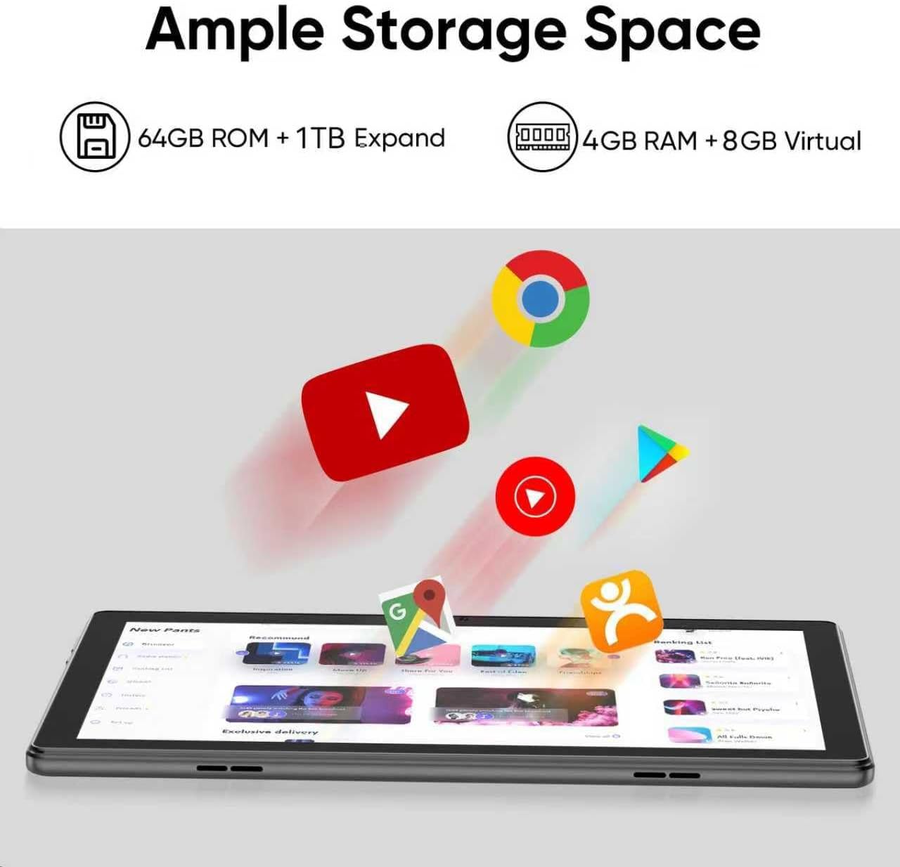 aiprotablet Tablet 10 inch Android 15 Tablets, 12GB RAM 64GB ROM 1TB Expand, Quad-Core Processor, 1280x800 LCD Touch Screen, WiFi 5, Dual Camera, BT5.0, 6000mAh Battery (Black) - Image 5