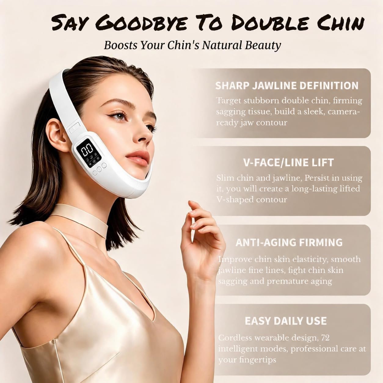 Electric Double Chin Device and V-Face Machine with 8 Modes and 15 Gear Adjustable Intensities - Intelligent Double Chin Machine for V-face - Image 4