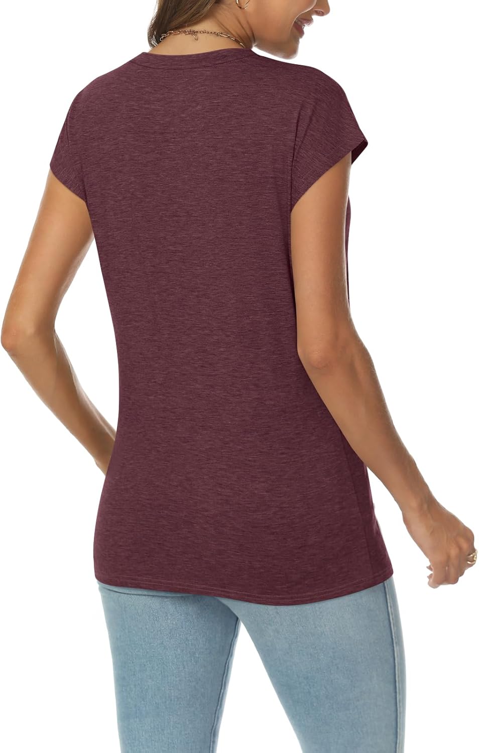 AUTOMET Womens V Neck T Shirts Spring Summer Cap Sleeve Basic Tees Trendy Cute Tops for Work Dressy Casual Beach Vacation - Image 5