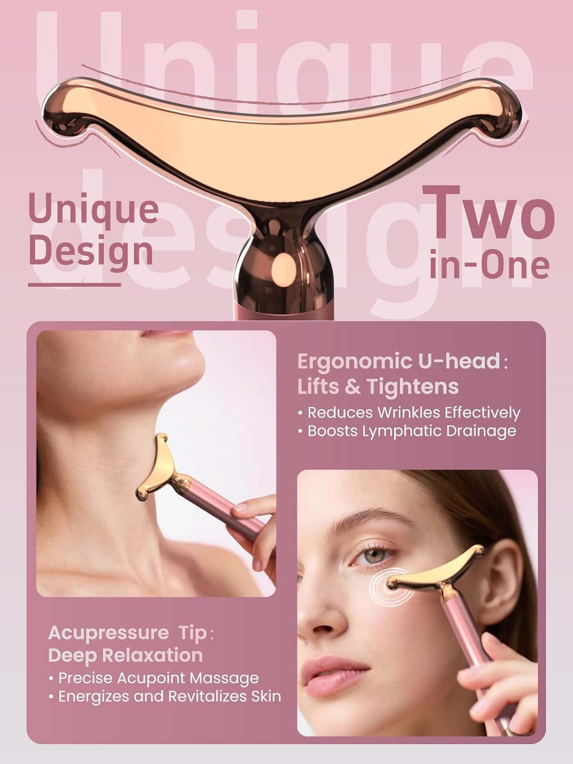 Facial Massager & Neck Lifter, Lymphatic Drainage Depuffer, Jawline Sculpting Tool, Under-Eye Care, Ergonomic Weighted Metal, at-Home Spa Results - Image 3