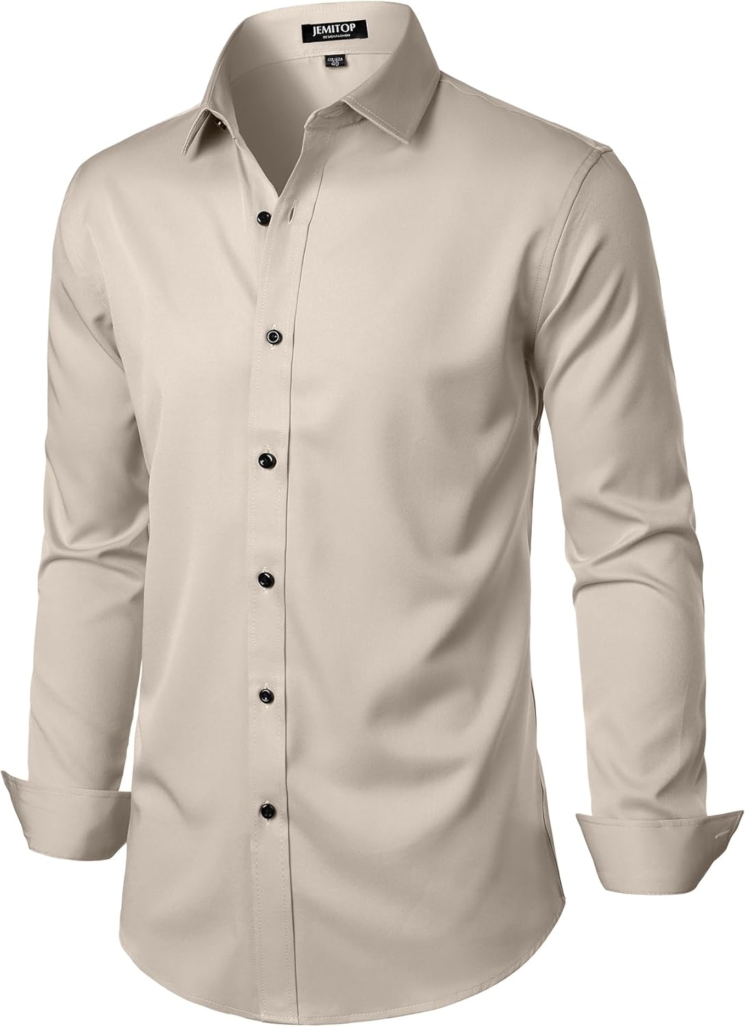 JEMITOP Men's Stretch Wrinkle Free Dress Shirt Formal Prom Wedding Long Sleeve Button Down Shirts - Image 3