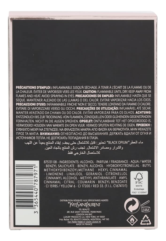 Yves Saint Laurent Eau De Parfum Spray for Women, Black Opium, 3 Ounce - Image 5