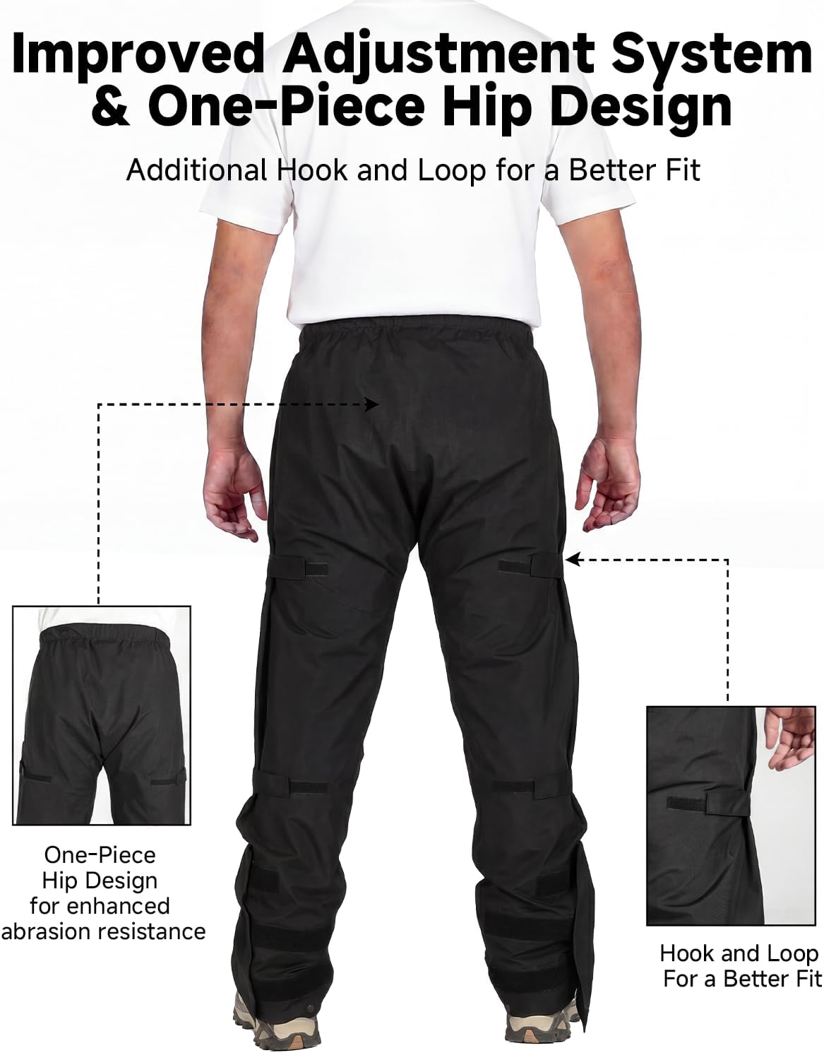 KEMIMOTO Men's Packable Waterproof Cycling Rain Pants, Windproof Breathable Lightweight Over Pants Outdoor Pants - Image 6