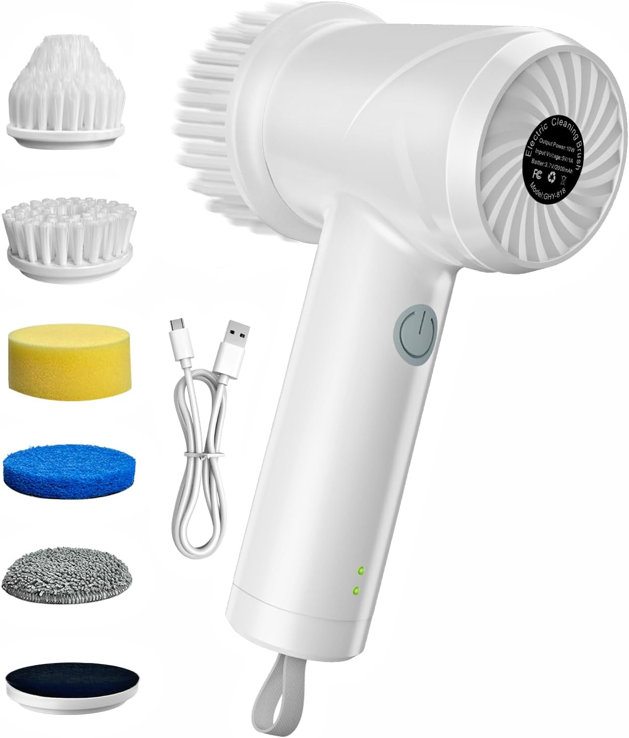 Electric Spin Scrubber - Cordless IPX7 Waterproof Shower Scrubber with 2 Speed Settings and 6 Replaceable Heads,Electric Cleaning Brush for Bathroom,Kitchen and Windows - Image 7