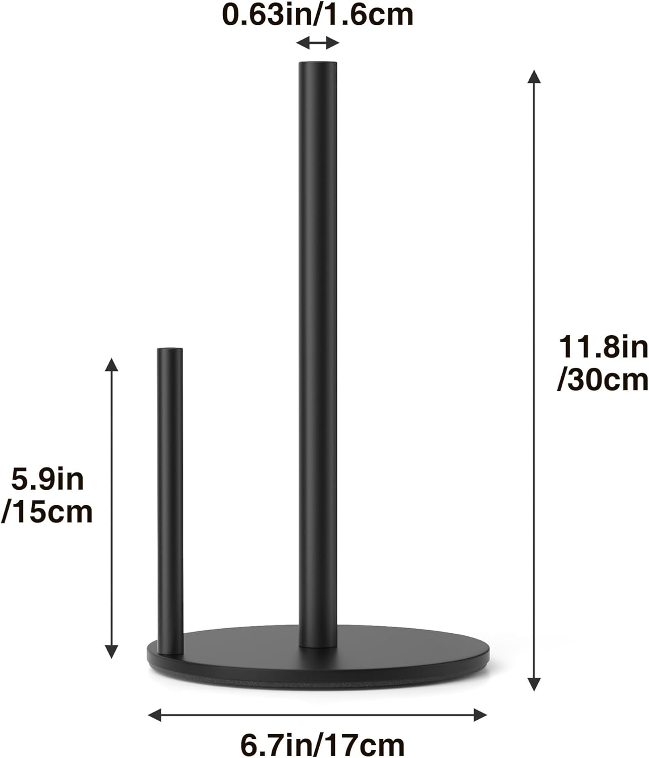 Paper Towel Holder Black, Premium Stainless Steel Kitchen Roll Dispenser, Countertop Roll Organizer with Weighted Base - Image 5